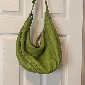 Elliott Lucca Green Leather Woven Hobo Bag 
Barely used!